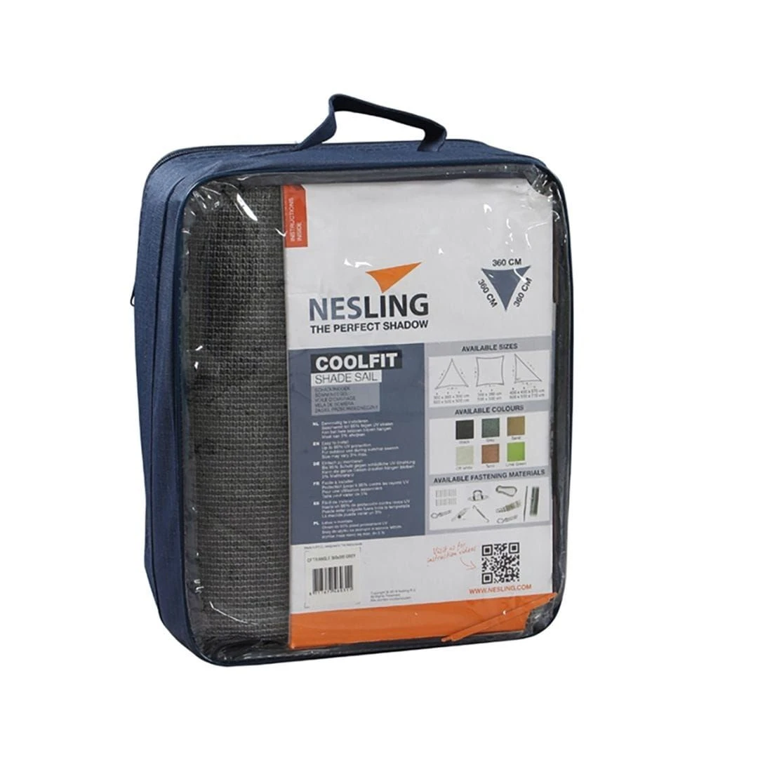 Nesling Coolfit Sonnensegel 3-Eck 360x360 Cm HDPE Grau 2 Nesling Coolfit Sonnensegel 3-Eck 360x360 Cm HDPE Grau – Bild 2