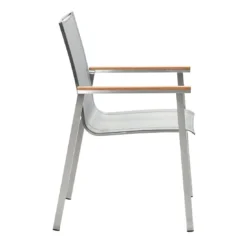 Musterring Brüssel Stapelsessel Edelstahl/Textilene Mit Teakarmlehnen Silbergrau 6 Musterring Brüssel Stapelsessel Edelstahl/Textilene Mit Teakarmlehnen Silbergrau -Gartenmöbel Geschäft 1232861 3