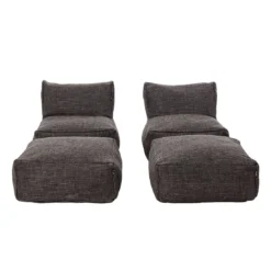 ROOLF Living Loungesesselset Inkl. Hocker Anthrazit