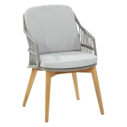 4Seasons Sempre Gartensessel Teak/Rope Inkl. Kissen Silver Grey