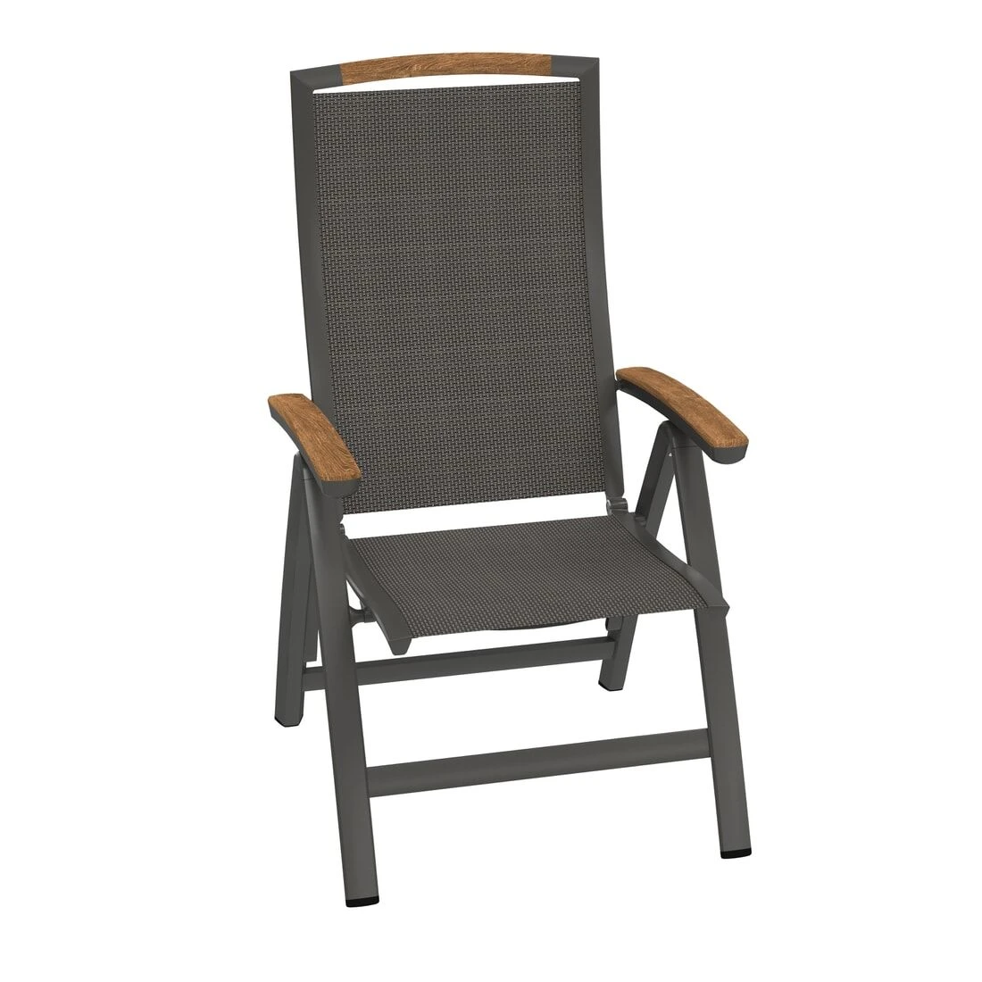 Sieger Catena Klappsessel Aluminium/Textilene Eisengrau/Grau/Teak