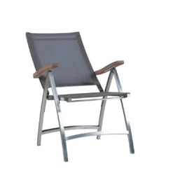 Zebra One Klappsessel Edelstahl/Textilene Silber/Dark Grey -Gartenmöbel Geschäft 903015 2
