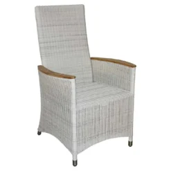 Zebra Loomus Gartensessel Geflecht Mit Teakarmlehnen Silkwhite