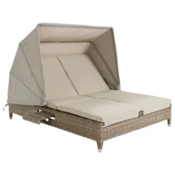 Domus Ventures Cleveland Lecce Doppelliege Halbrundgeflecht/Olefin White-Pepper/Warm-Grey