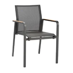 Best Paros Stapelsessel Aluminium/Ergotex/Teak-AL Anthrazit/Anthrazit