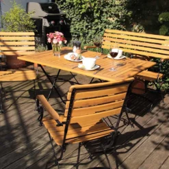 Acamp Lindau Biergartensessel Eisen/Akazie Schwarz/Akazie -Gartenmöbel Geschäft acamp lindau klappsessel 56x58x89 cm eisen akazie 1351804 3