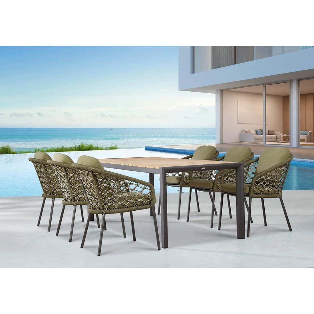 Best Mali Gartensessel Aluminium/Rope/Sunbrella Anthrazit/Grün-Melange 2 Best Mali Gartensessel Aluminium/Rope/Sunbrella Anthrazit/Grün-Melange – Bild 2