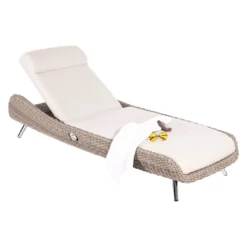 Domus Ventures Brighton Gartenliege Aluminium/Yachtleder Teaklook/Grau