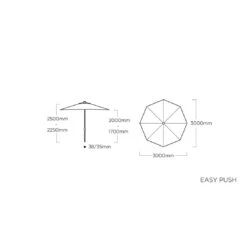 Kettler Easy Push Stockschirm Ø300cm Aluminium/Polyester Silber/Hellgrau Meliert -Gartenmöbel Geschäft kettler easy push stockschirm o300cm aluminium polyester silber hellgrau meliert 1289951 5