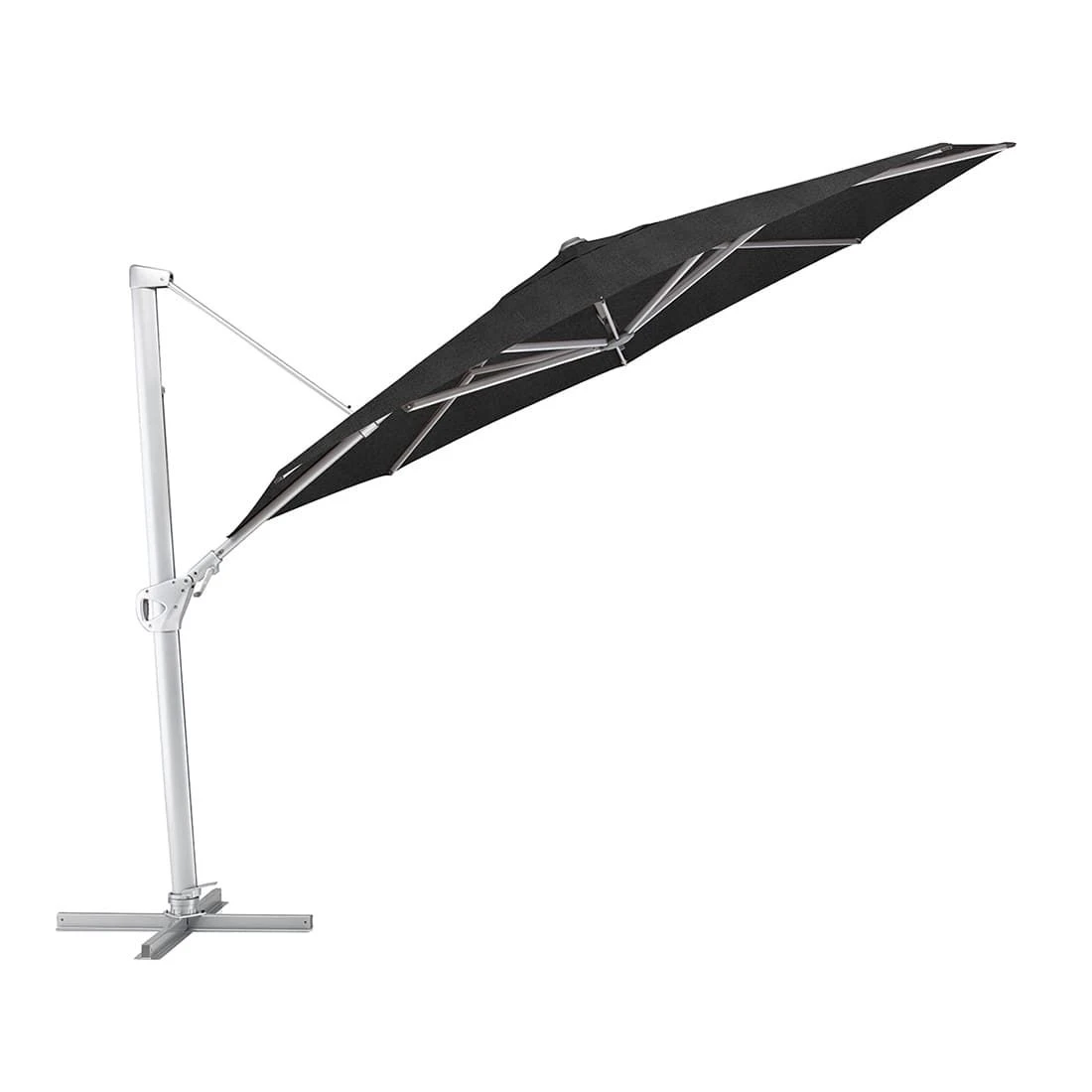 Kettler Easy Swing Ampelschirm Ø350 Cm Aluminium/Obravia Silber/Schwarz 1 Kettler Easy Swing Ampelschirm Ø350 Cm Aluminium/Obravia Silber/Schwarz