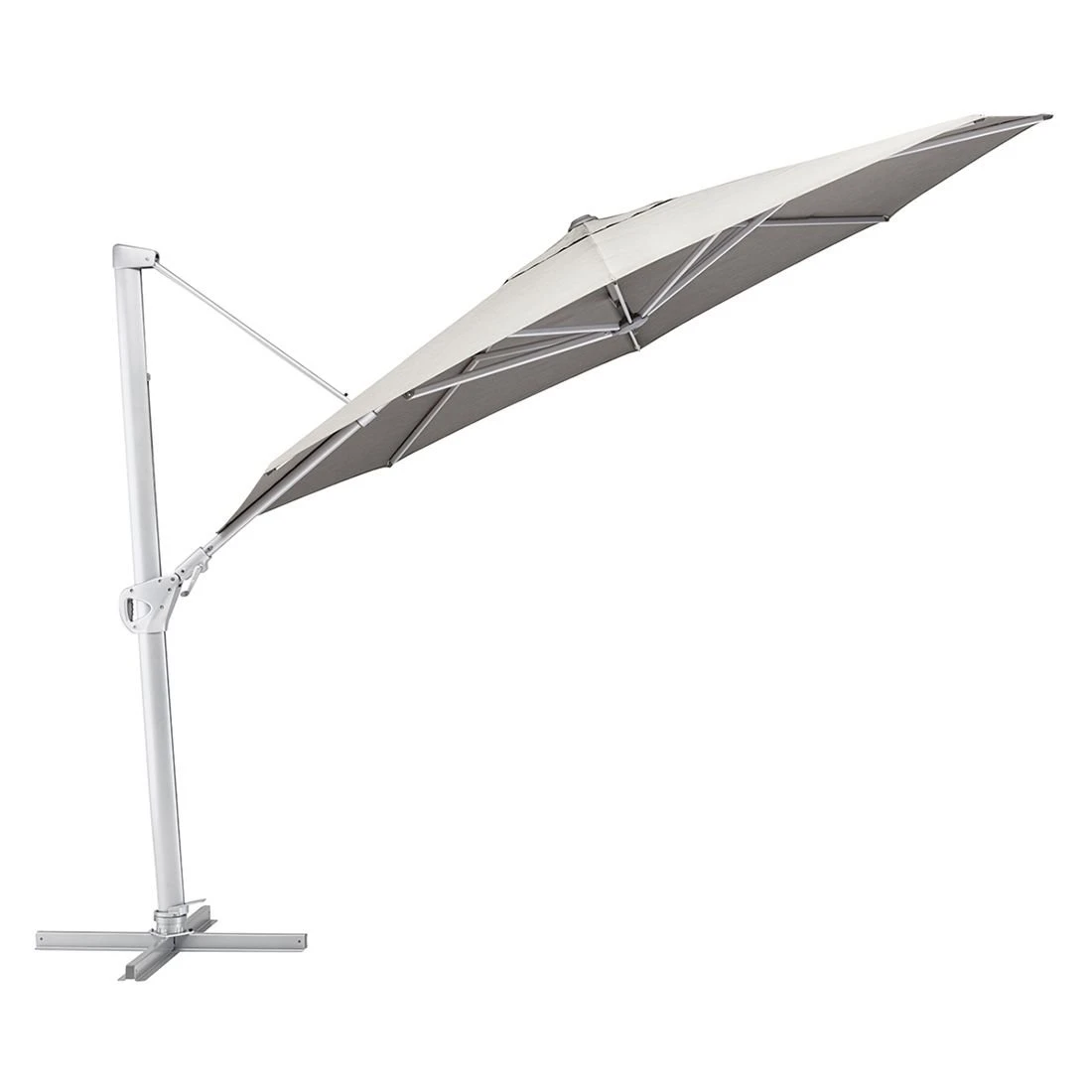 Kettler Easy Swing LED Ampelschirm Ø350cm Alu/Polyester Silber/Hellgrau Meliert 2 Kettler Easy Swing LED Ampelschirm Ø350cm Alu/Polyester Silber/Hellgrau Meliert – Bild 2