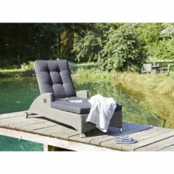 LC Garden Barcelona Gartenliege Geflecht/Polyester Grau Mix/Schwarz 6 LC Garden Barcelona Gartenliege Geflecht/Polyester Grau Mix/Schwarz -Gartenmöbel Geschäft l c wholesaler barcelona loungeliege geflecht verstellbar 3