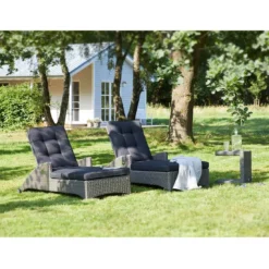 LC Garden Barcelona Gartenliege Geflecht/Polyester Grau Mix/Schwarz 7 LC Garden Barcelona Gartenliege Geflecht/Polyester Grau Mix/Schwarz -Gartenmöbel Geschäft l c wholesaler barcelona loungeliege geflecht verstellbar 4