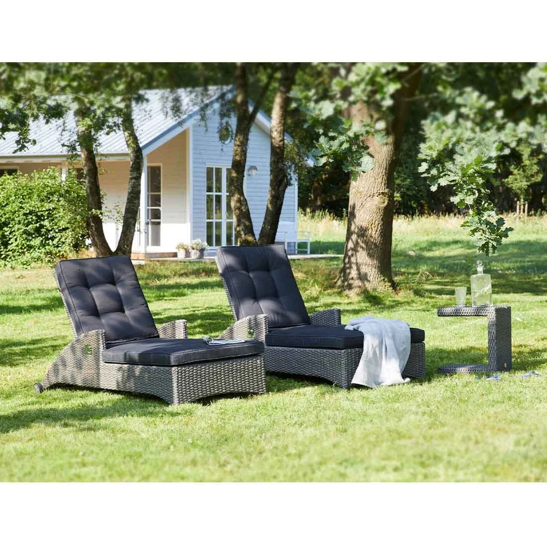 LC Garden Barcelona Gartenliege Geflecht/Polyester Grau Mix/Schwarz 4 LC Garden Barcelona Gartenliege Geflecht/Polyester Grau Mix/Schwarz – Bild 4