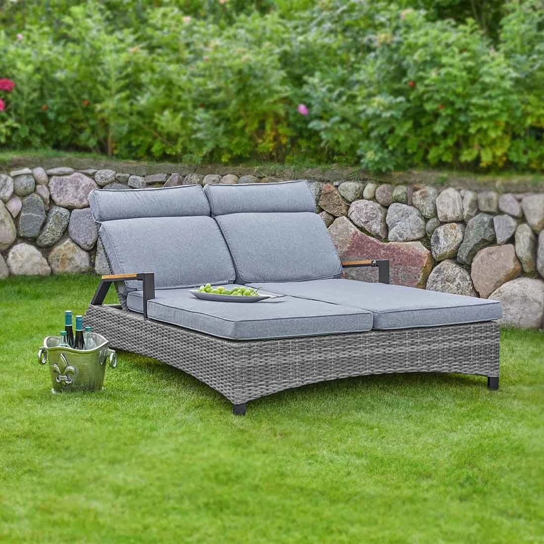 LC Garden Keramo Doppelliege Inkl. Kissen Geflecht/Polyester Naturgrau 2 LC Garden Keramo Doppelliege Inkl. Kissen Geflecht/Polyester Naturgrau – Bild 2