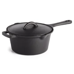 Napoleon Gußeisen Soßentopf Mit Deckel, Ø18cm, 2 Liter Schwarz