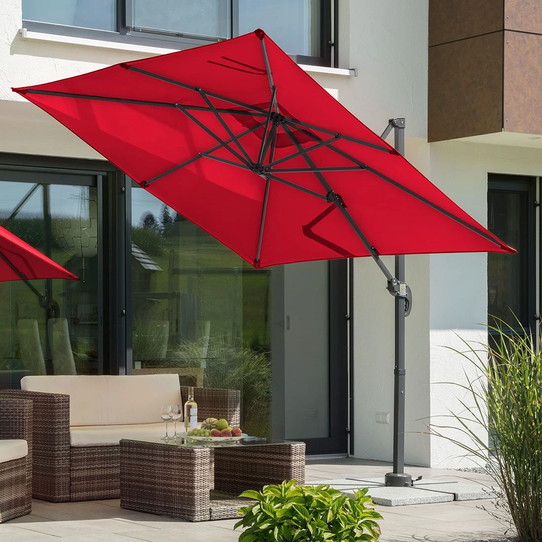 Schneider® Schneider Rhodos Junior Ampelschirm 230x230cm Anthrazit/Rot 2 Schneider® Schneider Rhodos Junior Ampelschirm 230x230cm Anthrazit/Rot – Bild 2