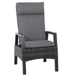 Siena Garden Taranto Gartensessel Aluminium/Gardino®-Geflecht Matt Anthrazit/Blau-Grau