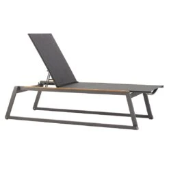 Solpuri Foxx Gartenliege Aluminium/Textilene/Teak Anthrazit/Coal