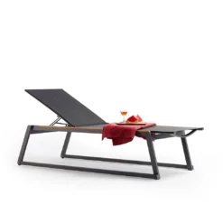 Solpuri Foxx Gartenliege Aluminium/Textilene/Teak Anthrazit/Coal -Gartenmöbel Geschäft solpuri foxx gartenliege aluminium textilene teak 1465632 7