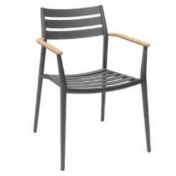 Solpuri Pia Stapelsessel Aluminium/Teak Anthrazit/Natur