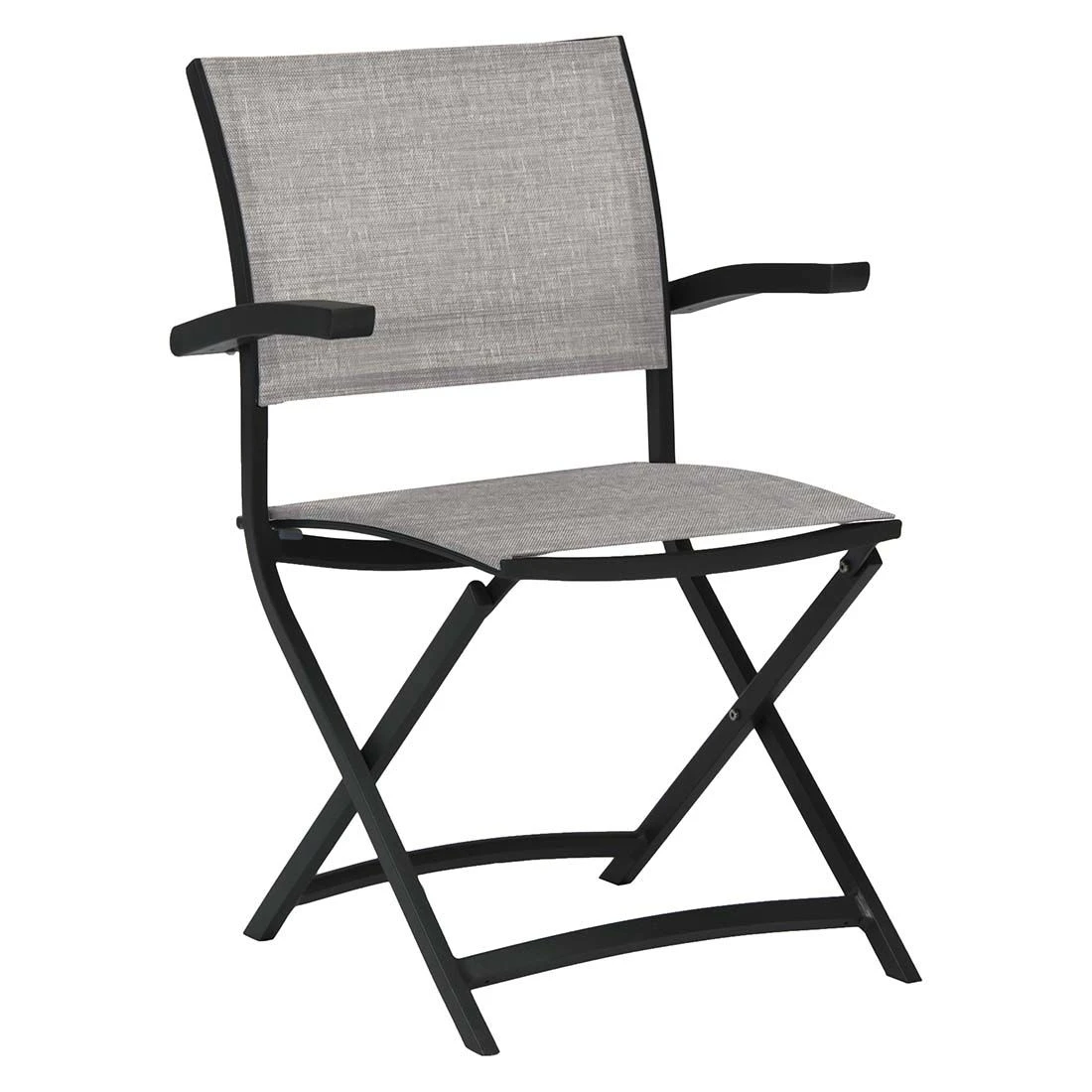 Stern Camillo Balkonklappsessel Aluminium/Textilene Schwarz Matt/Leinen Grau