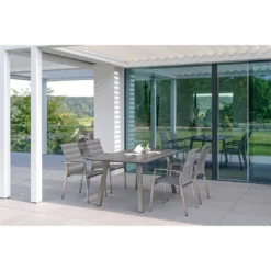 Stern Mika Stapelsessel Edelstahl/Textilene Silber/Leinen Grau -Gartenmöbel Geschäft stern mika stapelsessel edelstahl textilene grau 1205548 7