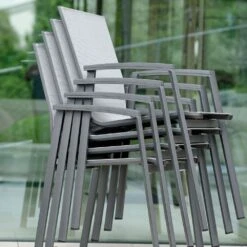 Stern New Top Stapelsessel Aluminium/Textilene Anthrazit/Silber -Gartenmöbel Geschäft stern new top stapelsessel alu text anthrazit silber 3