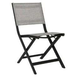 Stern Nils Klappstuhl Aluminium/Textilene Schwarz Matt/Leinen Grau